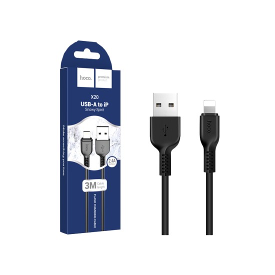 Hoco Charging Cable X20 Flash Lightning 3M Black